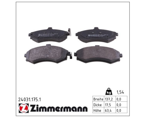 Brake Pad Set, disc brake 24031.175.1 Zimmermann, Image 2