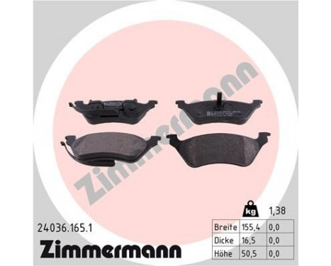 Brake Pad Set, disc brake 24036.165.1 Zimmermann