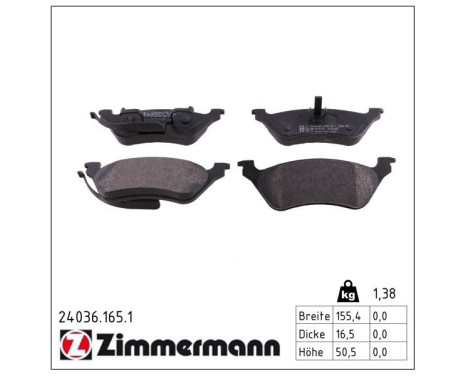 Brake Pad Set, disc brake 24036.165.1 Zimmermann, Image 2