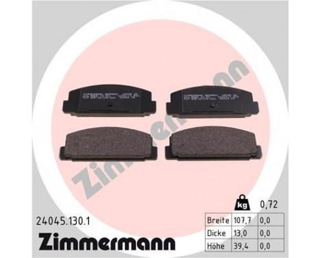 Brake Pad Set, disc brake 24045.130.1 Zimmermann, Image 2