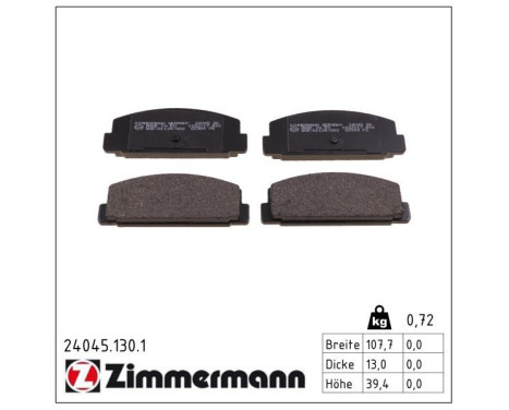 Brake Pad Set, disc brake 24045.130.1 Zimmermann, Image 3