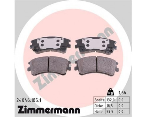 Brake Pad Set, disc brake 24046.185.1 Zimmermann