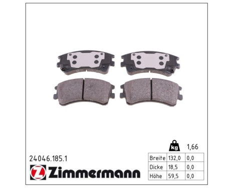 Brake Pad Set, disc brake 24046.185.1 Zimmermann, Image 2