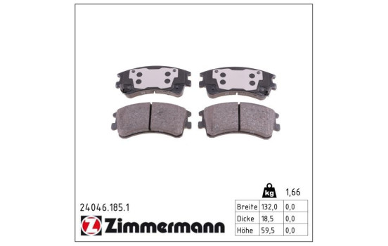 Brake Pad Set, disc brake 24046.185.1 Zimmermann, Image 2