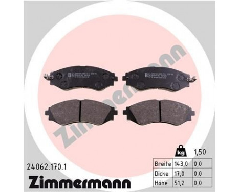 Brake Pad Set, disc brake 24062.170.1 Zimmermann