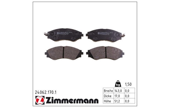 Brake Pad Set, disc brake 24062.170.1 Zimmermann, Image 2