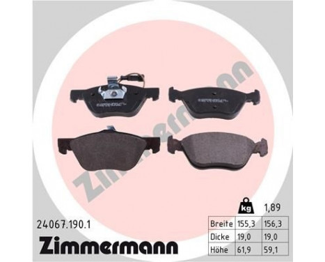 Brake Pad Set, disc brake 24067.190.1 Zimmermann