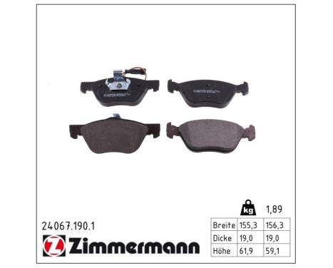 Brake Pad Set, disc brake 24067.190.1 Zimmermann, Image 2