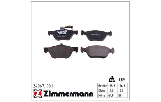 Brake Pad Set, disc brake 24067.190.1 Zimmermann, Image 2