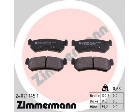 Brake Pad Set, disc brake 24071.145.1 Zimmermann