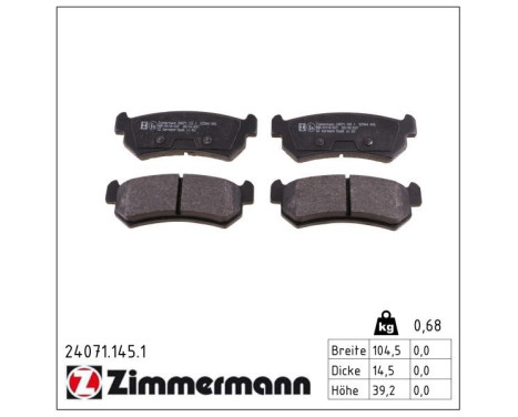 Brake Pad Set, disc brake 24071.145.1 Zimmermann, Image 2