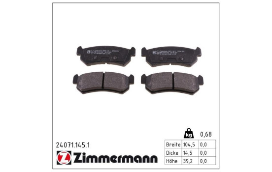 Brake Pad Set, disc brake 24071.145.1 Zimmermann, Image 2