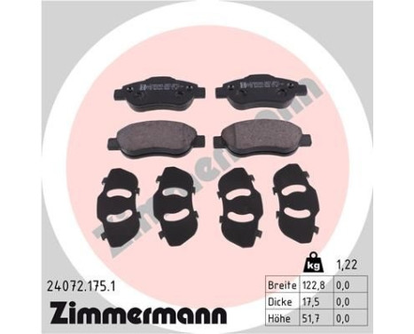 Brake Pad Set, disc brake 24072.175.1 Zimmermann