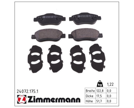 Brake Pad Set, disc brake 24072.175.1 Zimmermann, Image 2