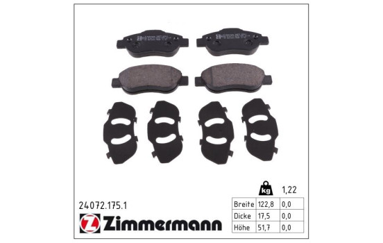 Brake Pad Set, disc brake 24072.175.1 Zimmermann, Image 2