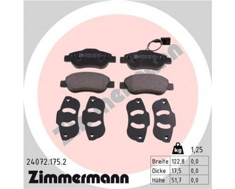 Brake Pad Set, disc brake 24072.175.2 Zimmermann