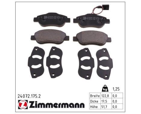 Brake Pad Set, disc brake 24072.175.2 Zimmermann, Image 2