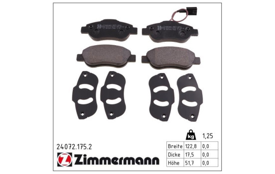 Brake Pad Set, disc brake 24072.175.2 Zimmermann, Image 2
