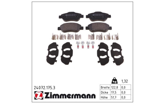 Brake Pad Set, disc brake 24072.175.3 Zimmermann, Image 2