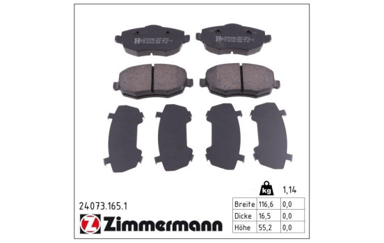 Brake Pad Set, disc brake 24073.165.1 Zimmermann, Image 2
