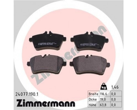 Brake Pad Set, disc brake 24077.190.1 Zimmermann