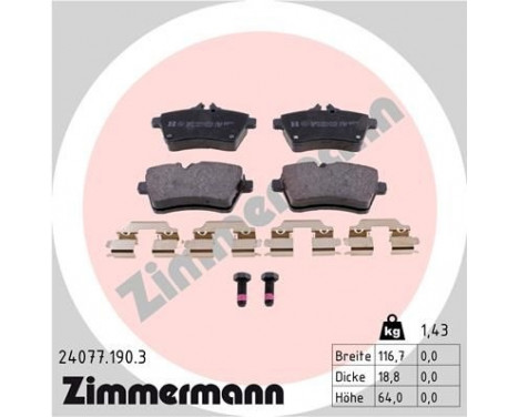 Brake Pad Set, disc brake 24077.190.3 Zimmermann