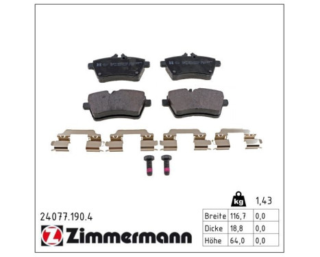 Brake Pad Set, disc brake 24077.190.4 Zimmermann, Image 2
