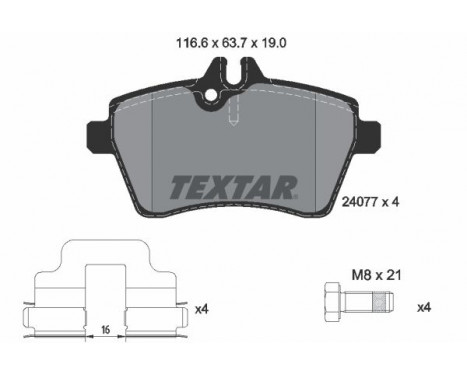 Brake Pad Set, disc brake 2407701 Textar, Image 2