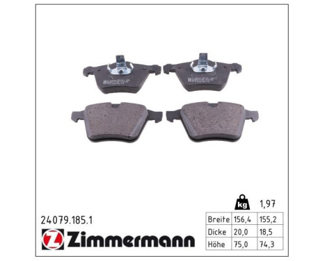 Brake Pad Set, disc brake 24079.185.1 Zimmermann, Image 2