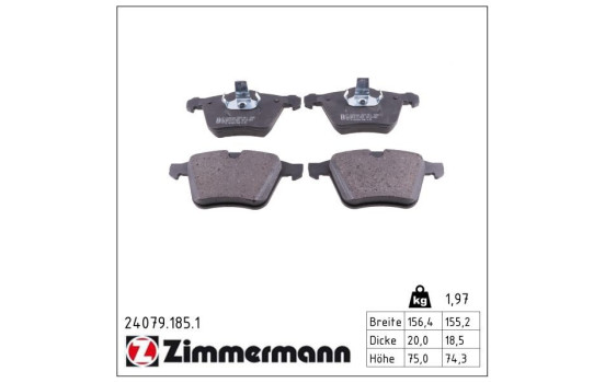 Brake Pad Set, disc brake 24079.185.1 Zimmermann, Image 2