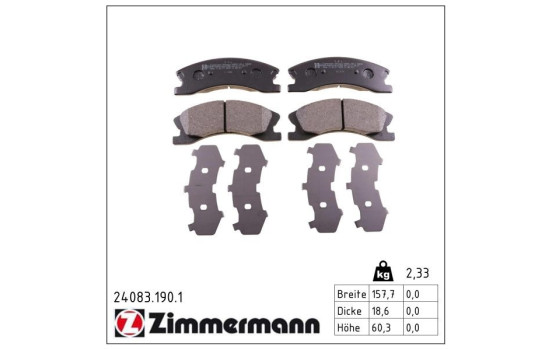Brake Pad Set, disc brake 24083.190.1 Zimmermann, Image 2