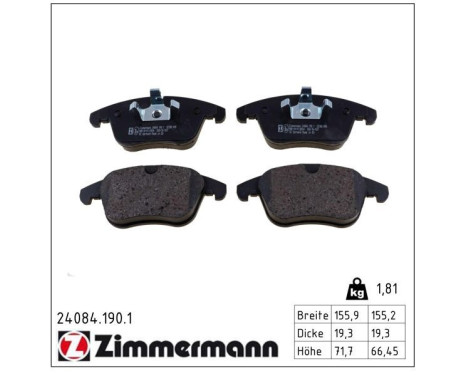 Brake Pad Set, disc brake 24084.190.1 Zimmermann, Image 2