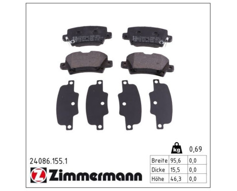 Brake Pad Set, disc brake 24086.155.1 Zimmermann, Image 2
