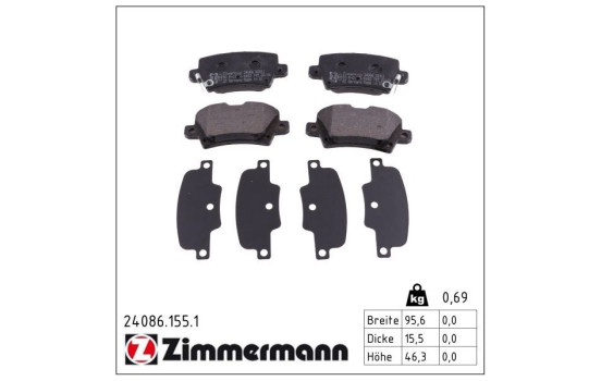 Brake Pad Set, disc brake 24086.155.1 Zimmermann, Image 2