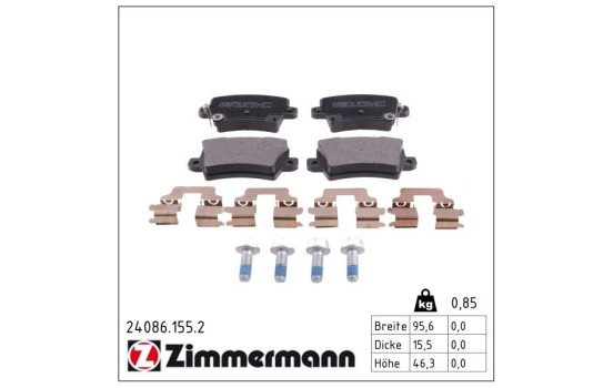 Brake Pad Set, disc brake 24086.155.2 Zimmermann, Image 2
