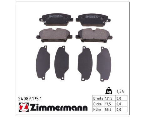 Brake Pad Set, disc brake 24087.175.1 Zimmermann, Image 2