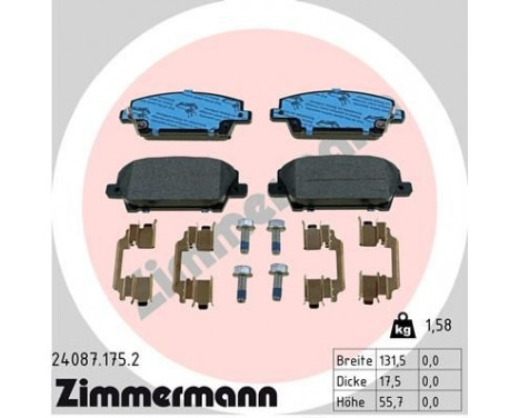 Brake Pad Set, disc brake 24087.175.2 Zimmermann, Image 2