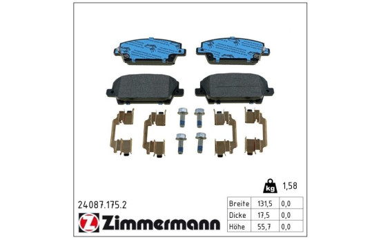 Brake Pad Set, disc brake 24087.175.2 Zimmermann, Image 2