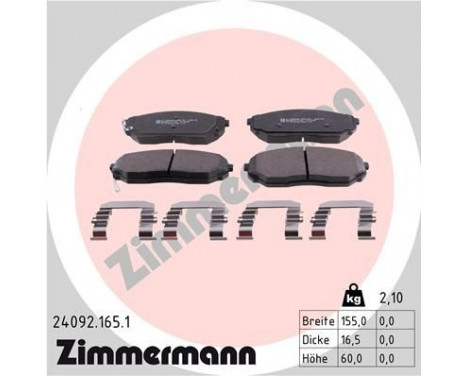 Brake Pad Set, disc brake 24092.165.1 Zimmermann