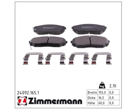 Brake Pad Set, disc brake 24092.165.1 Zimmermann, Image 2