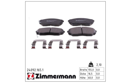 Brake Pad Set, disc brake 24092.165.1 Zimmermann, Image 2