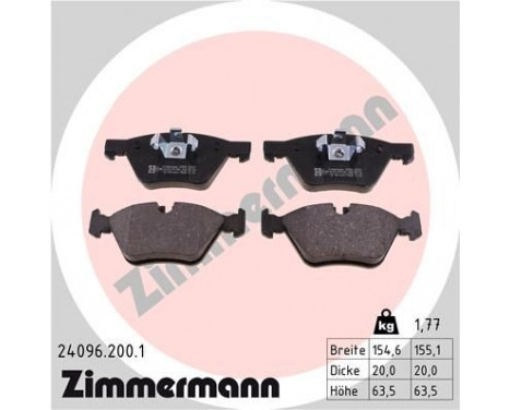 Brake Pad Set, disc brake 24096.200.1 Zimmermann