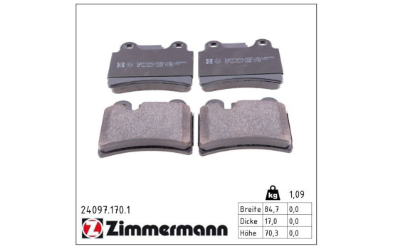 Brake Pad Set, disc brake 24097.170.1 Zimmermann, Image 2