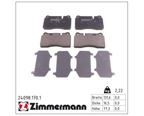 Brake Pad Set, disc brake 24098.170.1 Zimmermann, Image 2