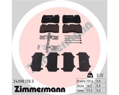 Brake Pad Set, disc brake 24098.170.3 Zimmermann, Image 2