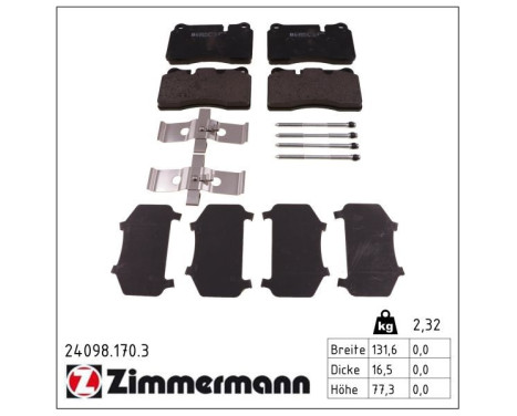 Brake Pad Set, disc brake 24098.170.3 Zimmermann, Image 2