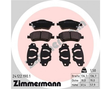 Brake Pad Set, disc brake 24122.190.1 Zimmermann