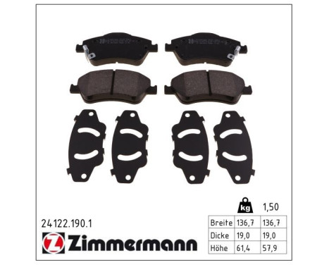 Brake Pad Set, disc brake 24122.190.1 Zimmermann, Image 2