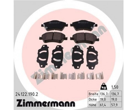 Brake Pad Set, disc brake 24122.190.2 Zimmermann