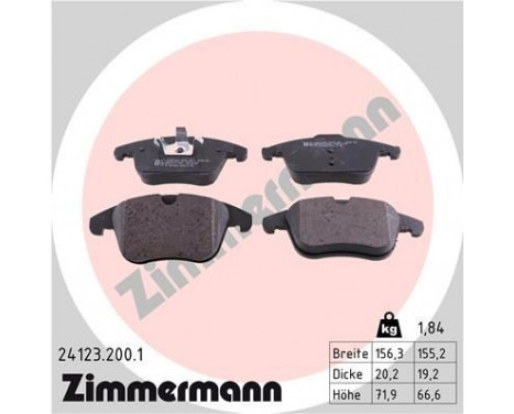 Brake Pad Set, disc brake 24123.200.1 Zimmermann